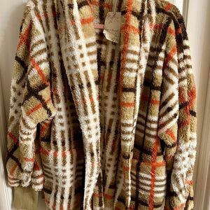 Hem & Thread Sherpa Plaid Faux Fur Jacket